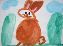 Wasserfarbenbild Hase aus der Frühförderung